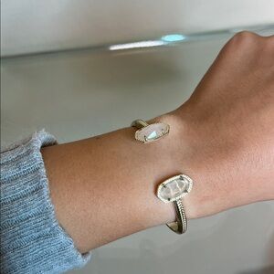 Kendra Scott Elton Gold Cuff Bracelet in Rose Quartz 🩷